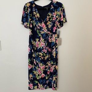 Maggy London Floral Print Dress Blue NWT SIZE 4P